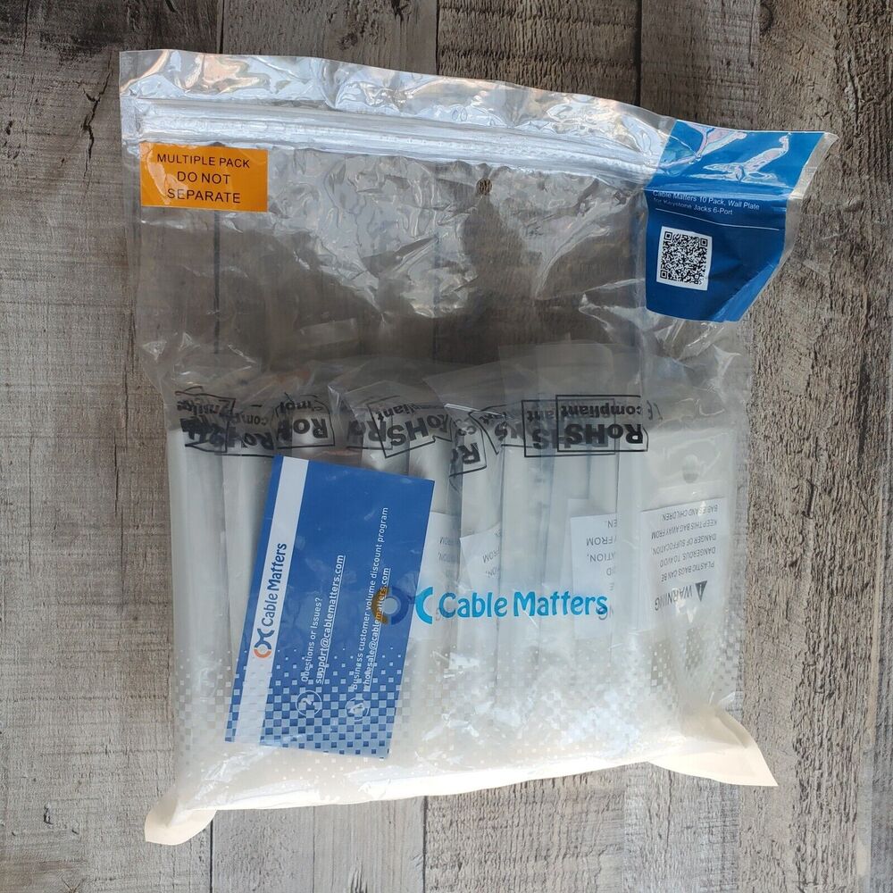 10 Pack Cable Matters 6 Hole Port Jack Wall Face Plate Network KEYSTONE White